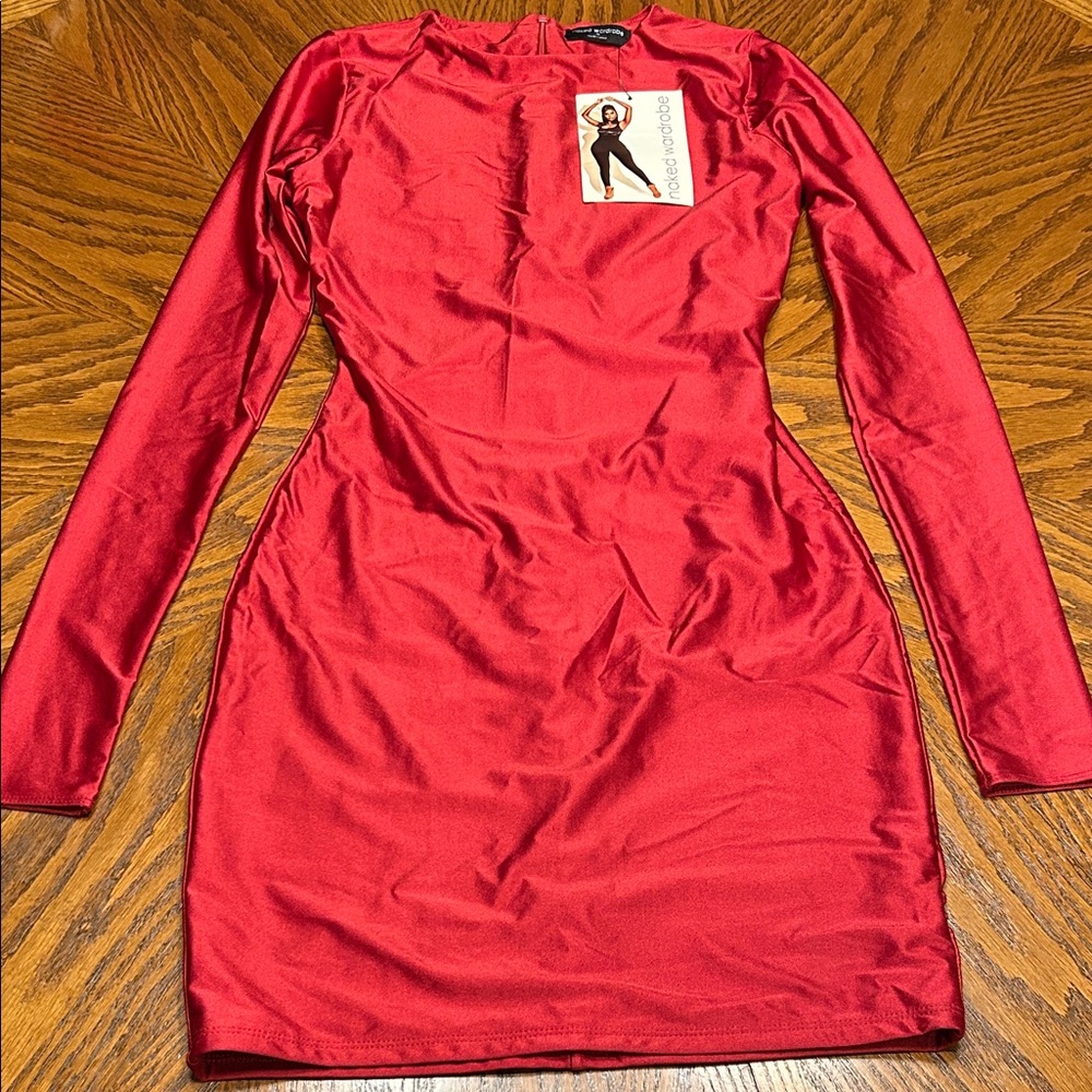 NWT❤️Naked Wardrobe Vibrant Red Bodycon Mini Dress. Size M